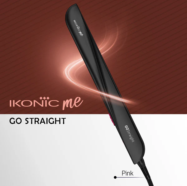 Ikonic Me Go Straight Hair Straightener Black Pink Floating Ceramic Plates Lock Function Quick Easy to Use 65 Watts Anong